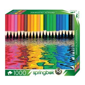 NEW Springbok Pencil Pushers 1000 piece jigsaw puzzle Rainbow Colorful Pretty!